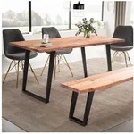FINEBUY Esstisch FB68319 Esszimmertisch Akazie Massivholz Metall K&uuml;chentisch