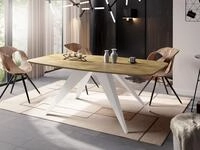 WFL GROUP Esstisch Fatina ausziehbarer rechteckig loft mit wei&szlig;en Metallbeinen...