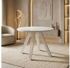 WFL GROUP Esstisch Ravano ausziehbar rund modern mit Wei&szlig;en Holzbeinen (MADE...