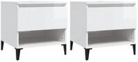 vidaXL Beistelltisch Beistelltische 2 Stk. Hochglanz-Wei&szlig; 50x46x50 cm...