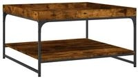 vidaXL Couchtisch Couchtisch R&auml;uchereiche 80x80x45 cm Holzwerkstoff und Eisen...
