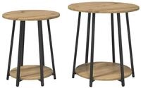 vidaXL Beistelltisch Beistelltisch-Set mit Regal 2 pcs Artisan Eiche und Schwarz