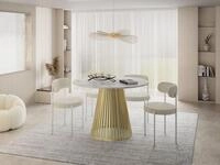 WFL GROUP Esstisch Naro Gold ausziehbar rund modern mit goldenen Metallbeinen...