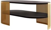 MIRJAN24 Couchtisch Fikoli Oval Gold II (mit Regal), Gestell aus Stahl