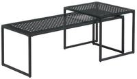 Wohnling Satztisch WL7.329 2er Set Glasplatte Metallgestell Couchtisch Schwarz