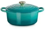LE CREUSET Br&auml;ter Br&auml;ter mit Deckel 28 cm Signature Bleu Riviera, Emailliertes