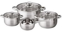 Michelino Topf-Set T&ouml;pfe, Kocht&ouml;pfe, Edelstahltopf, Glasdeckel, Edelstahl (Deckel