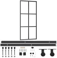vidaXL Schiebet&uuml;r Schiebet&uuml;r mit Beschlag ESG-Glas & Aluminium 90x205 cm...
