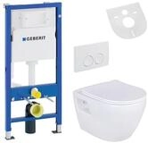 Belvit Tiefsp&uuml;l-WC UP100-AL5509-SET, WC-Komplettset Wei&szlig; mit Belvit H&auml;nge WC