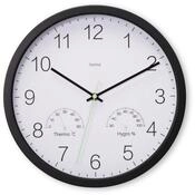 Hama Wanduhr Wanduhr "Santorini" &Oslash; 30cm Schwarz - mit Thermometer und Hygrometer