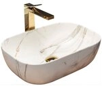 wohnwerk.idee Aufsatzwaschbecken Waschbecken Marmor Optik 46x32cm Belinda