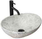 wohnwerk.idee Aufsatzwaschbecken Waschtisch Waschbecken Marmor Naturstein Optik