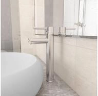 vidaXL Badarmatur Badezimmer Mischbatterie Silbern 12x30 cm
