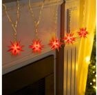 Gravidus LED-Lichterkette LED Lichterkette Sterne rot 5 warm wei&szlig;e LEDs 6 cm &Oslash;