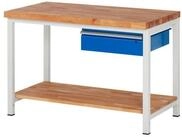 RAU Werkbank Werkbank 1250x700x840-1040mm 1xSchublade-TA lichtgrau/enzianblau