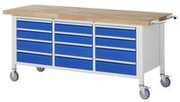 RAU Werkbank Rau Fahrbare Werkbank 8579, B2000xT700xH880mm, 12x Schublade-TA