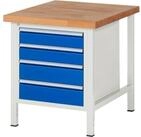 RAU Werkbank Werkbank 750x900x840-1040mm 4xSchublade-TA lichtgrau/enzianblau