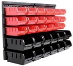 TRUTZHOLM Wandregal Stapelboxen Wandregal 31tlg rot/schwarz Kleinteilemagazin
