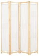 vidaXL Raumteiler 4-teiliger Raumteiler Cremewei&szlig; 160 x 170 x 4 cm Stoff,...