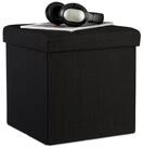 relaxdays Stauraumhocker Faltbarer Sitzhocker mit Stauraum Leinen, schwarz