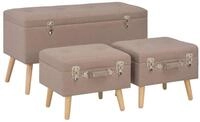 vidaXL Sitzbank Hocker mit Stauraum 3 Stk. Braun Stoff