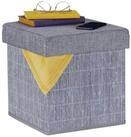 relaxdays Stauraumhocker Grauer Sitzhocker mit Stauraum