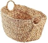 Kobolo Aufbewahrungskorb Korb aus Wasserhyazinthe mit Griffen 51x30x34 cm
