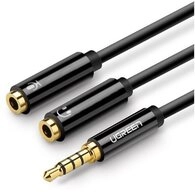UGREEN Kabel Kopfh&ouml;rersplitter 3,5 mm Miniklinke AUX Mikrofon 20 cm schwarz