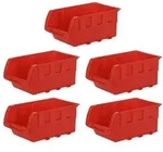 PROREGAL&reg; Kleinteilemagazin SuperSparSet 5x Sichtlagerbox Rot, BxHxT 15x20x29cm
