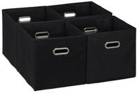 relaxdays Aufbewahrungsbox im 4er Set, schwarz