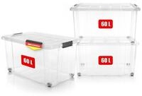 BigDean Aufbewahrungsbox 60 L mit Deckel gro&szlig; &ndash; robuste Stapelbox rollbar mit