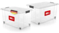 BigDean Aufbewahrungsbox 60 L mit Deckel gro&szlig; &ndash; robuste Stapelbox rollbar mit