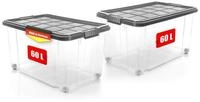 BigDean Aufbewahrungsbox 60 L mit Deckel gro&szlig; &ndash; robuste Stapelbox rollbar mit