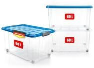 BigDean Aufbewahrungsbox 60 L mit Deckel gro&szlig; &ndash; robuste Stapelbox rollbar mit