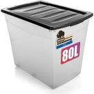 BigDean Aufbewahrungsbox 80 L Aufbewahrungsbox mit Deckel und Rollen gro&szlig;...