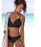 LASCANA Triangel-Bikini mit modischer Zierschnalle schwarz 42