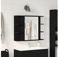 vidaXL Badezimmerspiegelschrank Badezimmerspiegelschrank Schwarze Eiche 80 x...