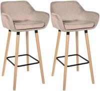 CLP Barhocker Grant (Set, 2 St., 2er), Samtbezug, Buchenholzgestell