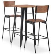 vidaXL Essgruppe 3-teiliges Bar-Set Stahl Braun Schwarz, (3-tlg)