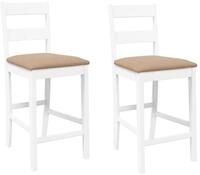 vidaXL Barhocker Barhocker mit Kissen 2 Stk. Wei&szlig; Massivholz Gummibaum (2 St)