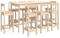 vidaXL Essgruppe 9-tlg. Bar-Set Massivholz Kiefer, (9-tlg)
