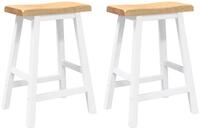 vidaXL Barhocker Barhocker 2 Stk. Wei&szlig; Massivholz Gummibaum (2 St)
