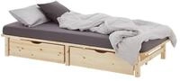 Homestyle4u Palettenbett 90x200 100x200 140x200 Holzbett Kiefer Natur Bettkasten