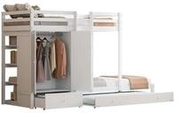 OKWISH Etagenbett Kinderbett Stauraumbett Holzbett (mit Ausziehbett multifunktionales