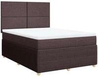 vidaXL Bett Boxspringbett mit Matratze Dunkelbraun 160x200 cm Stoff