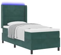 vidaXL Bett Boxspringbett mit Matratze mit LED Gr&uuml;n 100 x 200 cm Samt (1-tlg)
