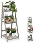 relaxdays Blumenst&auml;nder Blumentreppe Holz grau, L grau 41 cm x 108 cm x 40 cm