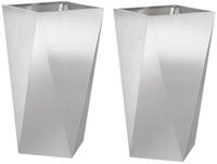 vidaXL Blumentopf Pflanzk&uuml;bel 2 pcs Silber 40 x 40 x 75 cm Edelstahl (2 St)