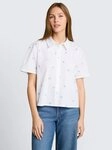 TOM TAILOR Denim Kurzarmbluse Blusen & Shirts Boxy Fit Hemdbluse mit Stickereien