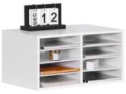 relaxdays Briefablage Dokumentenablage Bambus 8 F&auml;cher, wei&szlig;